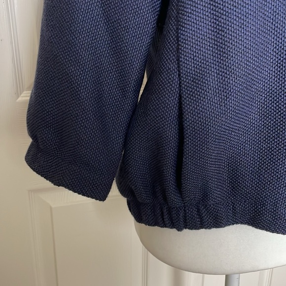 Eileen Fisher: Navy Waffle Weave Jacket with snap closure - Picture 3 of 10